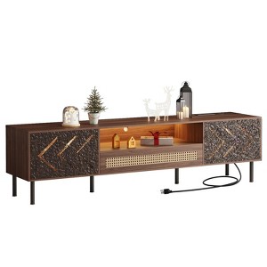NicBex TV Stand Media Console LED Gaming Console Mid Century Modern Entertainment Center with Storage for Living Room, Bedroom, Walnut - 1 of 4