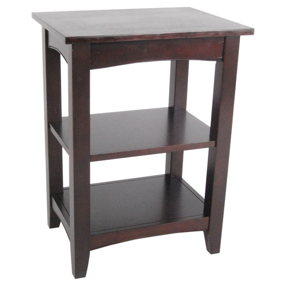2-Shelf Side Table Hardwood Coffee Brown - Alaterre Furniture: Sturdy End Table for Organized Living Space
