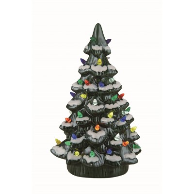 Transpac Ceramic 14 in. Green Christmas Light Up Tree Decor