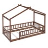 Sapphtopaz Floor Bed Frame for Kid with Fence & Roof Design House Platform Bed with Wood Frame for Kids Bedroom, Playroom, Nursery - 3 of 4