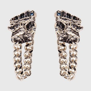 Anna-Kaci Women's Meteor Chain Drop Earrings - Edgy Statement Jewelry - 1 of 4