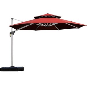 PURPLE LEAF 11 Feet Patio Umbrella Outdoor Round Double-Top Aluminum Umbrella Cantilever Patio Umbrella for Garden Deck Pool Patio - 1 of 4