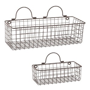 Asst Rustic Bronze Wire Wall Basket Set/2 - 1 of 4