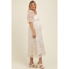 Pinkblush Cream Floral Mesh Overlay Tie Back Maternity Midi Dress - 3 of 4