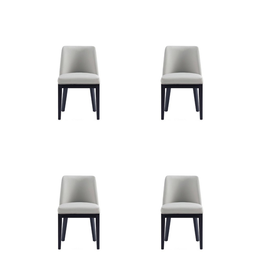 Photos - Chair MANHATTAN Set of 4 Gansevoort Modern Faux Leather Dining  Stone Gray - Manhatt 