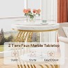 Vynxaria 19.68” White Gold Round Side Table 2-Tier Storage, Faux Marble Top and Arc Metal Frame, 19.69”Dx24.8”H, for Livingroom - 3 of 4