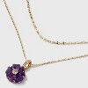 14K Gold Dipped Cubic Zirconia Amethyst Flower Pendant Multi-Strand Necklace - A New Day™ Gold - 4 of 4