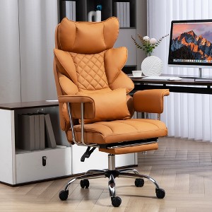 DYHOME Faux Leather Gaming Chair, Ergonomic High-Back Office Chair With Tilt and Swivel, Reclining Computer Desk Chair for Women, Men - 1 of 4