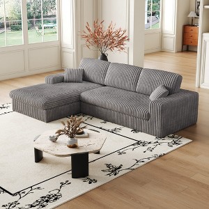 KWPZQEB 114'' Modular Sectional Sofa Couches, L-Shape Couch with 2 Pillows, 3 Seat Sofa with Recliner, Comfy Sectional Couches for Living Room - 1 of 4
