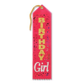 Beistle Biestle 2" x 8" Birthday Girl Award Ribbon; Red 9/Pack AR100
