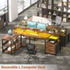 Aheaplus L-Shaped Computer Desk with Drawers and Monitor Shelf, Gaming Desks with LED Strip - 3 of 4