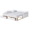 PAGED Twin Daybed Extending Wooden Bed Frame Modern Sofa Bed with Trundle and 2 Drawers for Living Room - 3 of 4