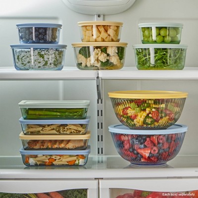 Pyrex® Simply Store® Tint 4pc Lidded Rectangle Storage Set Green: Glass Baking Dish, Microwave-Safe, 24 Volume Capacity