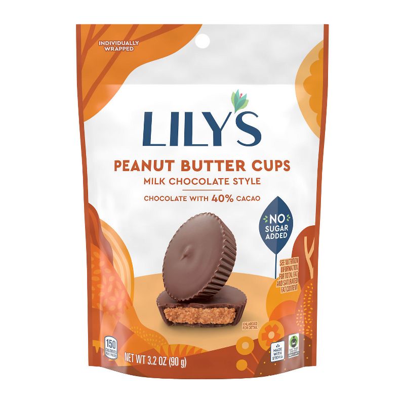 Lily&#39;s Milk Chocolate Style Peanut Butter No Sugar Added Cups - 3.2oz, 1 of 7