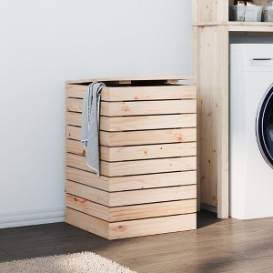 vidaXL Laundry Basket 17.3 in.x17.3 in.x26 in. Solid Wood Pine - 1 of 4