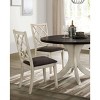 DOMETOUR Antique White Solid wood Set of 2 Chairs Unique Design Back Kitchen Dining Room Breakfast Grey Cushion Seat Chair Fabric - 3 of 4