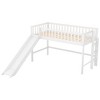 Sapphtopaz Low Loft Bed with Slide Wood Loft Bed with Guardrail & ladder,Space-Saving Beds Frame Kids Toddler Bed for Nursery,Bedroom - 4 of 4