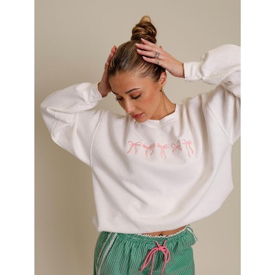 Women's Ribbons And Bows Oversized Crewneck - SWEET CLAIRE