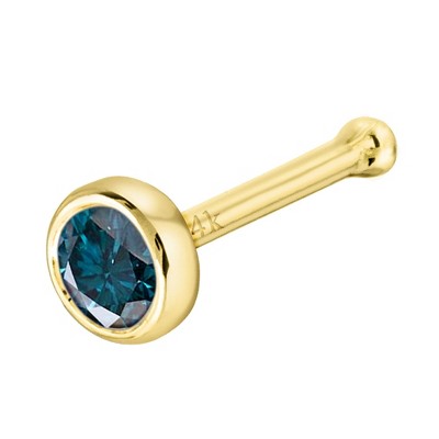 Jewelry Avalanche 22G 14K Gold Bezel-set Blue Diamond Ball-end Nose Stud