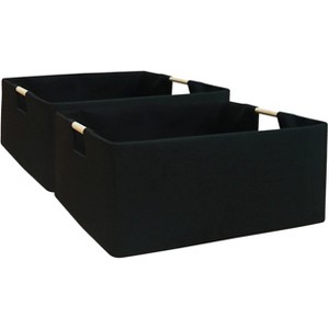 Aoibox Foldable Rectangle Storage Bin with Wooden Handles Gray Linen Fabric Baskets for Closet Home Office Car Dormroom - 1 of 4