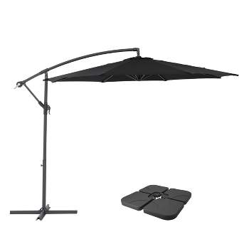 9.5' UV Resistant Offset Cantilever Patio Umbrella with Base Weights - CorLiving