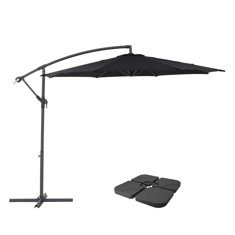 9.5' UV Resistant Offset Cantilever Patio Umbrella with Base Weights - CorLiving, 1 of 9
