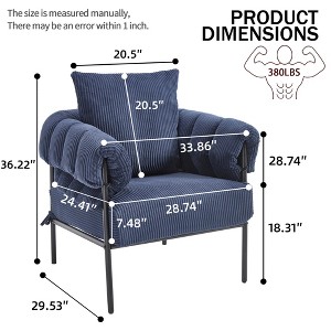 Gulches Blue Velvet Accent Chair, Gold Metal Legs Decorative Chair for Living Room, Dressing Area & Office - 1 of 4