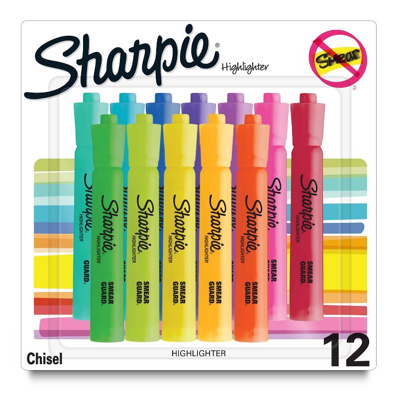 Sharpie 12pk Highlighters Tank Chisel Tip Assorted Colors, 1 of 7