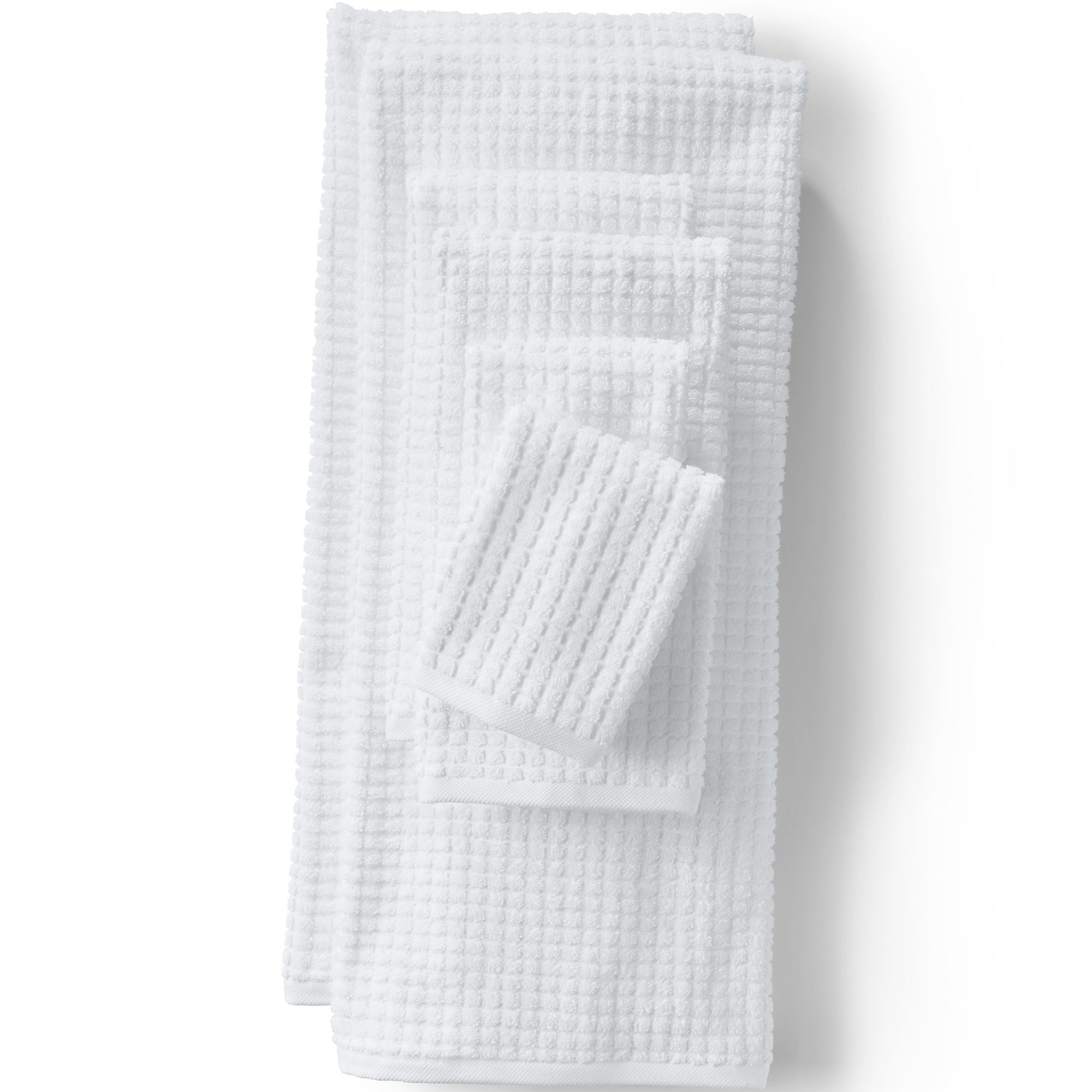 Lands' End Cotton Waffle Towel 6-Piece Set - Assorted Bath Towel Set - White