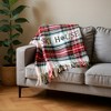 HomeRoots 55" X 70" Black Red And White Plaid Cotton Blend Ski House Embroidered Throw Blanket with Fringe - 2 of 4