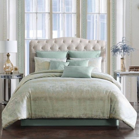 Riverbrook Home 9pc Queen Vesta Comforter Bedding Set Light Aqua Blue - Riverbrook Home: Includes Decorative Pillows, Euro Shams, Bed Skirt, Machine Washable