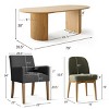 7-piece Dining Room Table Set, Oak Oval Table with 6 Linen Fabric Dining Chair and 2 Captain's Chair with Solid Wood Legs, Dining Room- Maison Boucle - 3 of 4