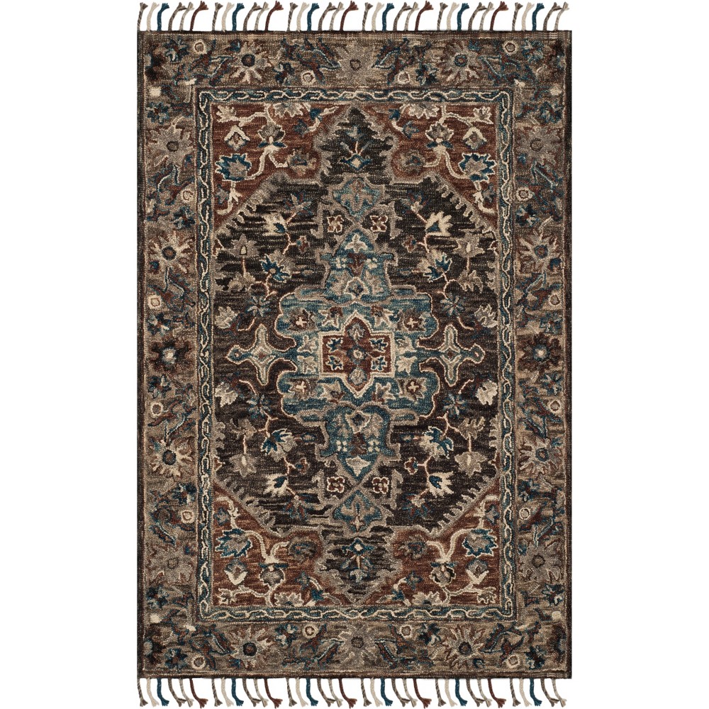 5'x8' Floral Tufted Area Rug Charcoal/Light Brown - Safavieh