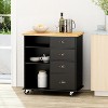 NicBex Modrn Kitchen Island Cart with Open Shelves & Drawers & Wheels,Mobile Storage Cabinet Sideboard for Kitchen,Dining Room - 2 of 4
