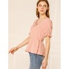 INSPIRE CHIC Women's Scoop Neck Puff Sleeve Elastic Waist Peplum Top - 4 of 4