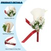 Unique Bargains Calla Lily Boutonnieres Silk Ribbon Artificial Flowers with Pins 2 Pcs - 3 of 4