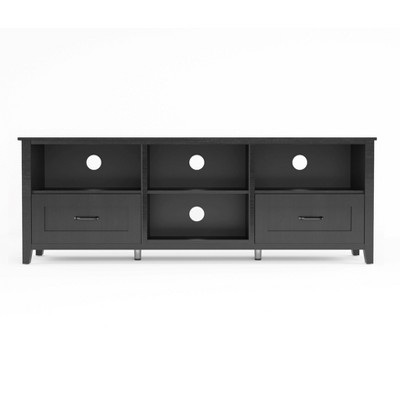 HomeRoots 70" Black Wood Enclosed and Open Storage TV Stand