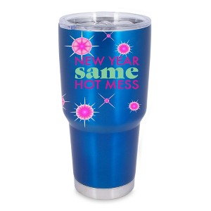 100 North 30 Ounce Stainless Steel On the Go Travel Tumbler With Push Top Lid, New Year Same Hot Mess Blue - 1 of 4