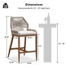 PURPLE LEAF Patio Sunbrella Bar Stools Set of 2 Handwoven Wicker Bar Height Stool Modern Aluminum Outdoor Wicker Barstools with Back and Cushion - 3 of 4