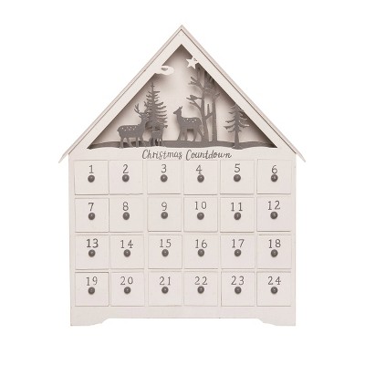 Transpac Wood 16.73 in. White Christmas Winter Advent Calendar