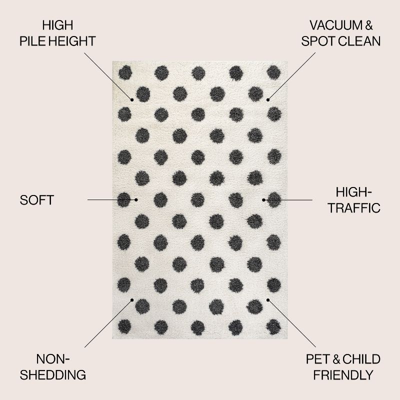 Pere Modern Charcoal Dot Shag Area Rug  - JONATHAN Y, 3 of 12
