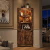 67" Farmhouse Corner Cabinet with Lights Tall Corner Storage Cabinet with Glass Door Wooden Storage Organizer - 3 of 4