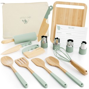 Wooden Cooking & Baking Set for Kids – Safe, Real Kitchen Tools – Durable Utensils, Perfect Gift for Creating Lasting Family Memories - 1 of 4