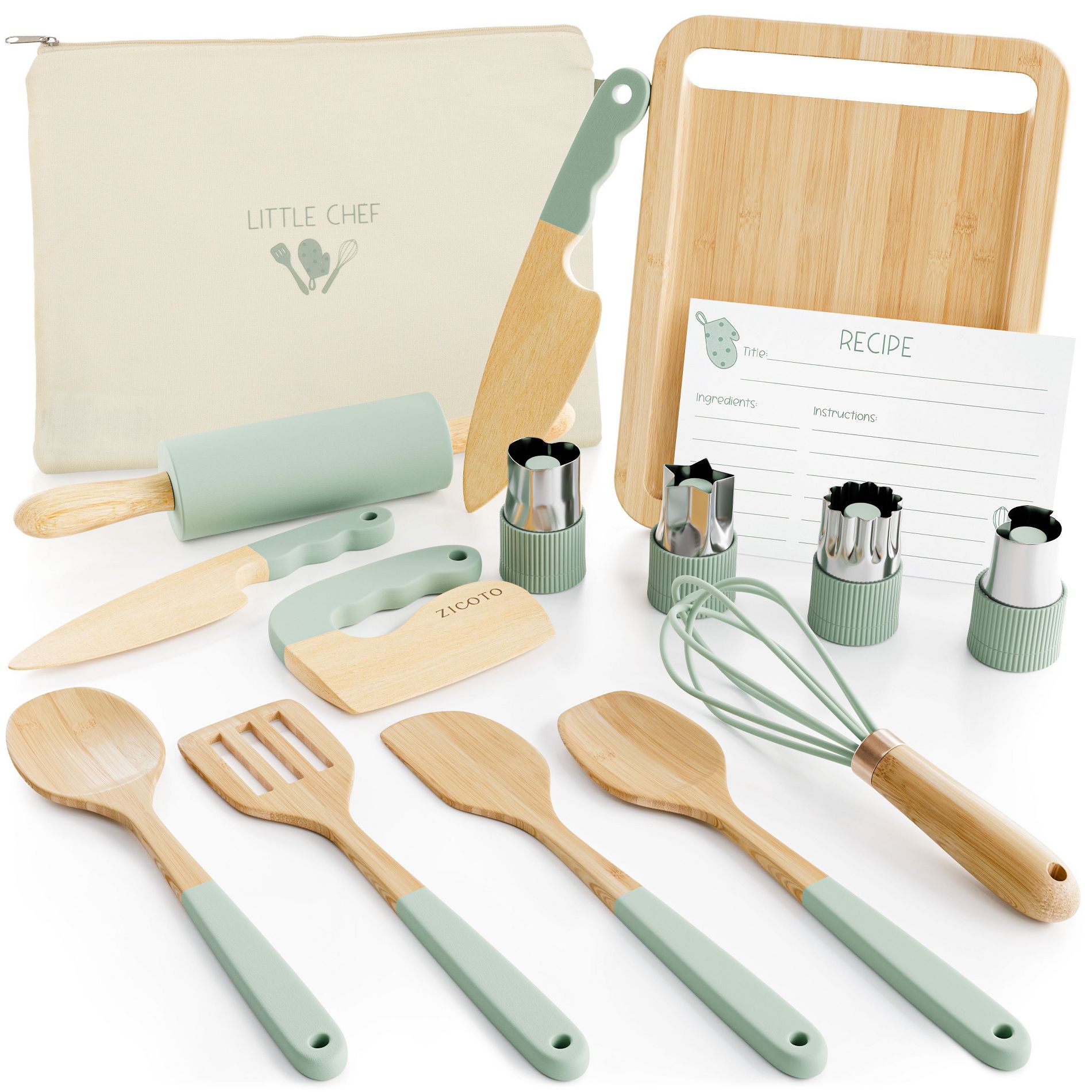 Wooden Cooking & Baking Set for Kids – Safe, Real Kitchen Tools – Durable Utensils, Perfect Gift for Creating Lasting Family Memories