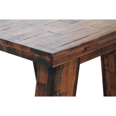 Rustic Brown Acacia Wood and Metal Square End Table