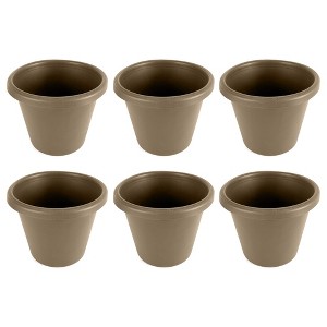 The HC Companies 16 Inch Indoor/Outdoor Classic Plastic Flower Pot Container Garden Planter with Molded Rim and Drainage Holes, Sandstone (6 Pack) - 1 of 3