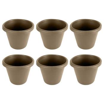The HC Companies 16 Inch Indoor/Outdoor Classic Plastic Flower Pot Container Garden Planter with Molded Rim and Drainage Holes, Sandstone (6 Pack)