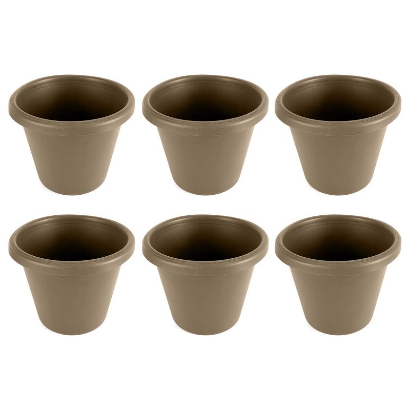 The HC Companies 16 Inch Indoor/Outdoor Classic Plastic Flower Pot Container Garden Planter with Molded Rim and Drainage Holes, Sandstone (6 Pack), 1 of 4
