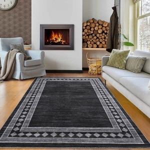 Area Rug Bordered Rug Modern Geometric Boho Rug - 1 of 4