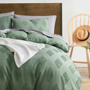 Nestl 3 Piece Tufted Boho Duvet Cover, Textured Duvet Cover Set with Zipper Closure - 1 of 4